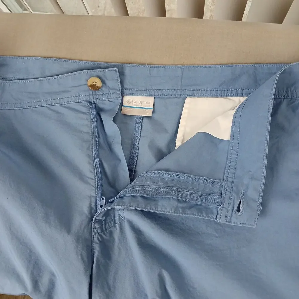 Columbia Men's Washed Out Shorts 40W 8L Ripple Blue pockets flat front chinos